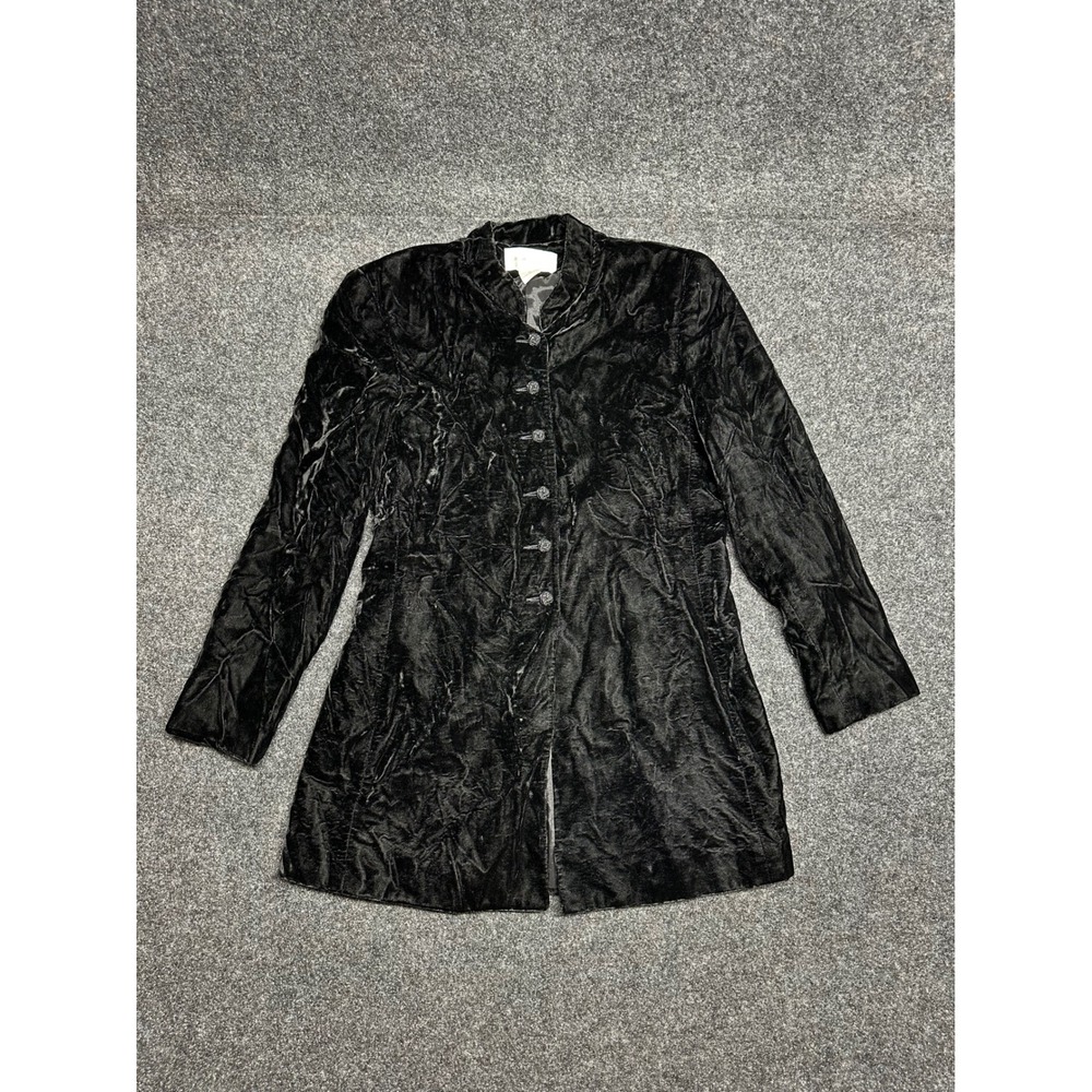 Vintage Black Velvet Jacket Manderin Collar Whimsygoth Goth Luxury Wool Military